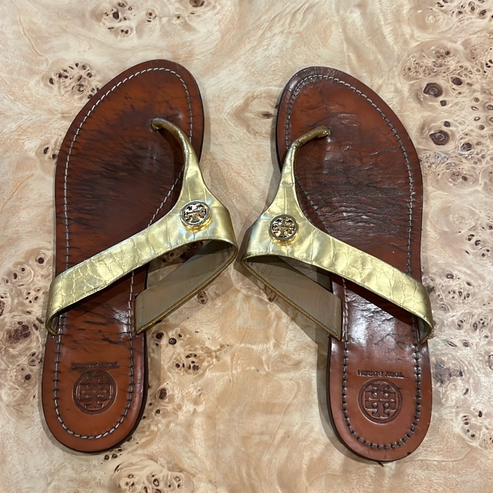 Tory Burch Gold Slides